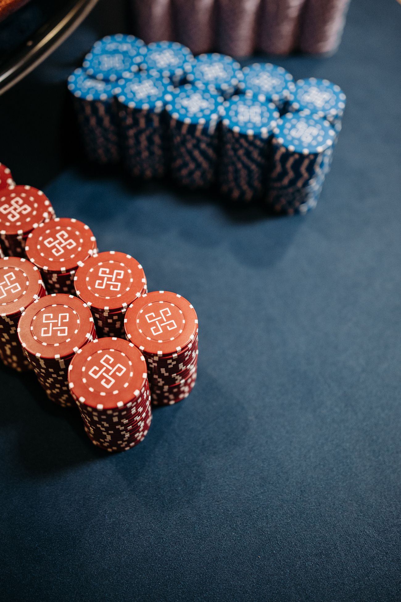 Casino table details and gaming chips used as stock imagery