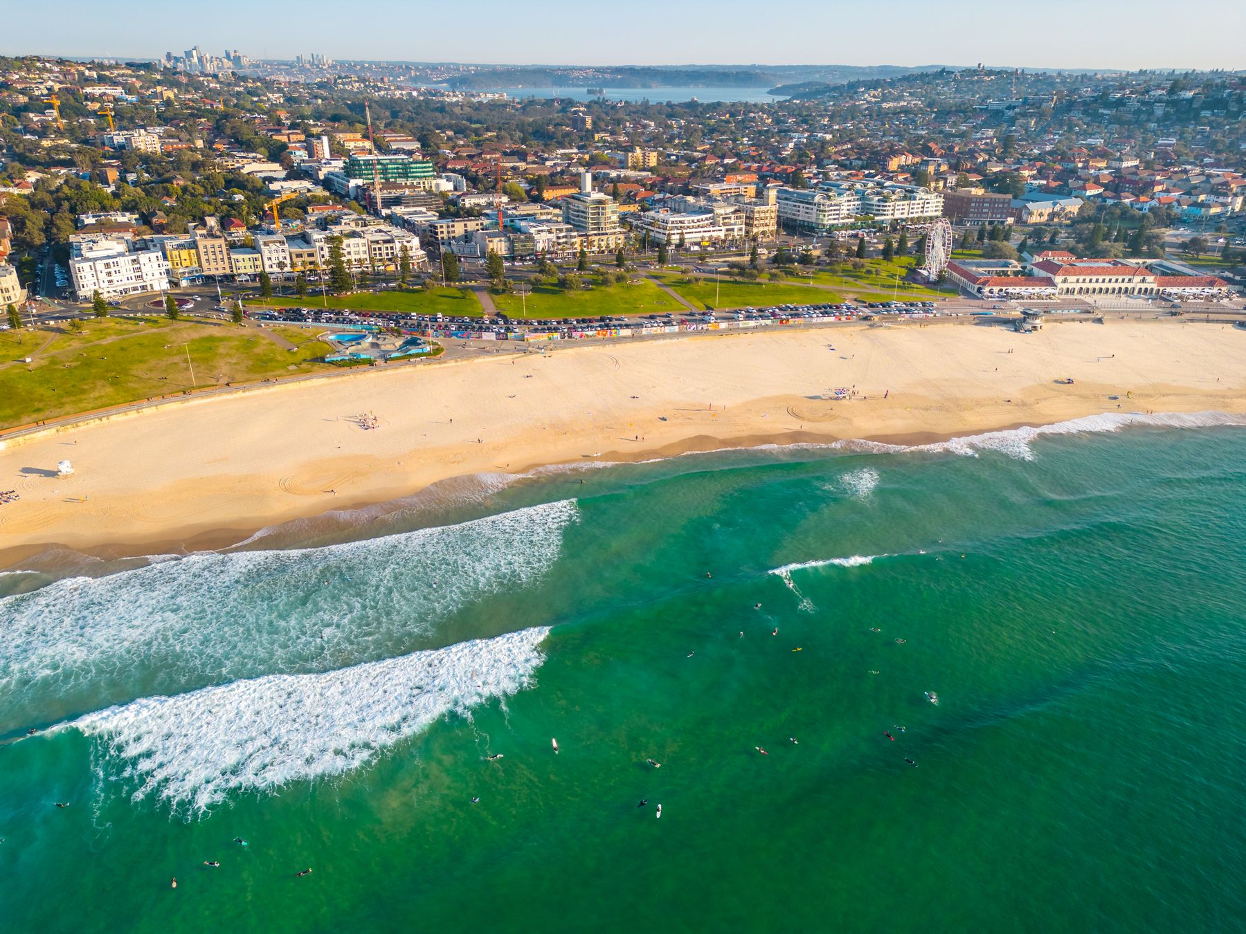 Aerial view of an Australian beach and ocean coastline
